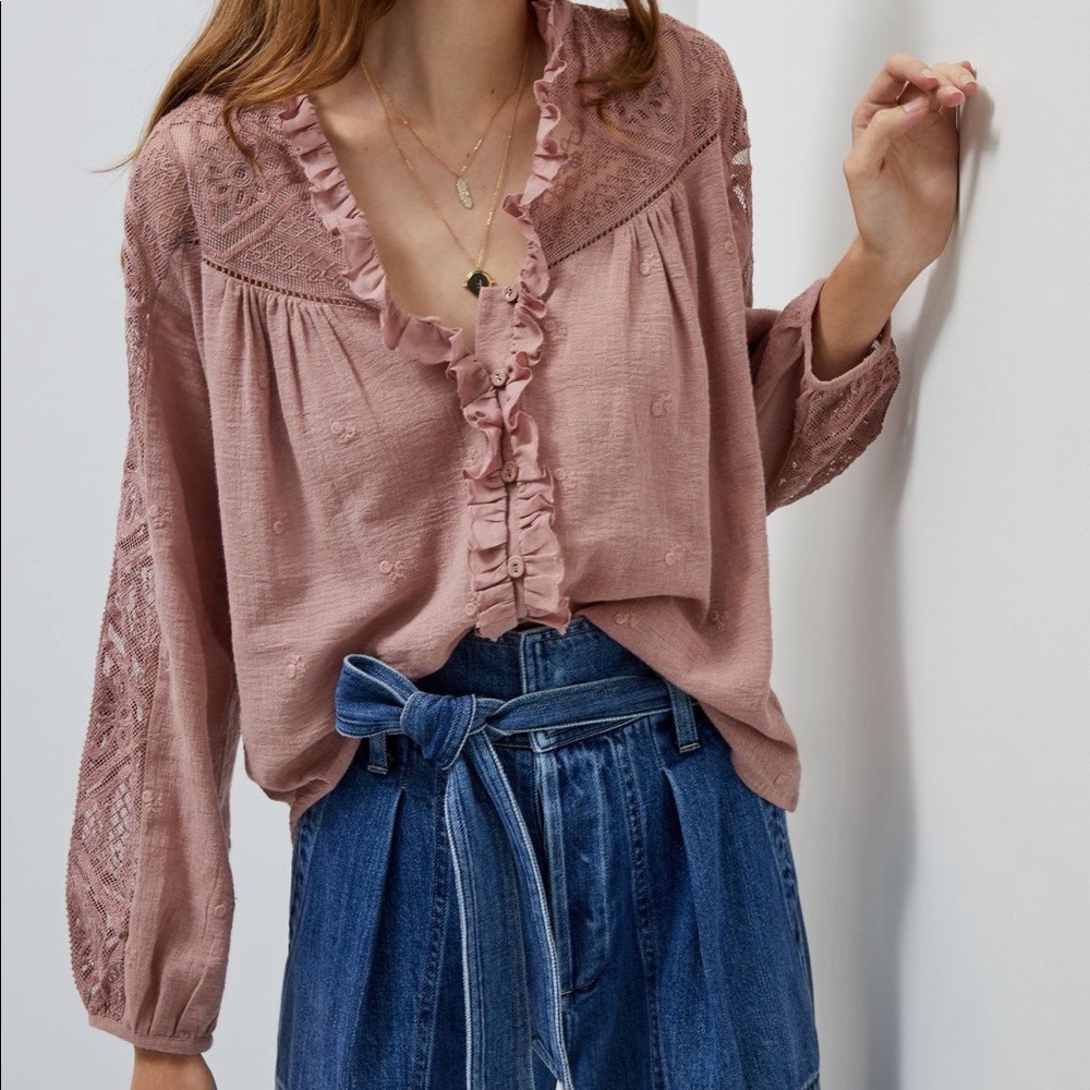 Lace button down